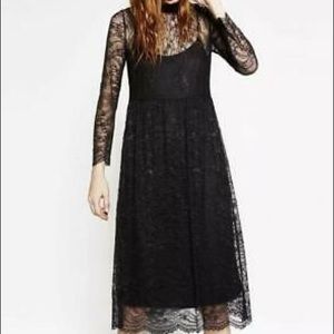 Lace Mock Neck Midi Dress